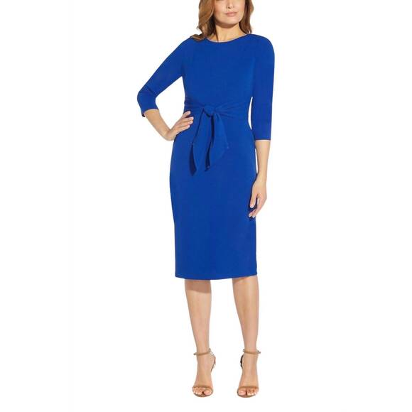 ADRIANNA PAPELL Dresses & Skirts - NEW ADRIANNA PAPELL crew neck solid knit crepe dress in violet cobalt